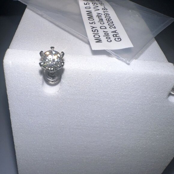 Moissanite Stud Earrings 0.5 Carat Sterling Silver - Picture 3 of 7